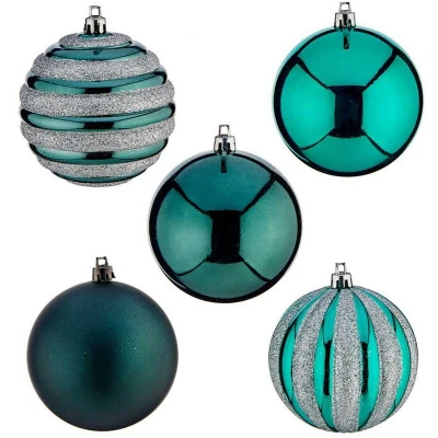 Afbeelding van Set kerstballen Blauw PVC 8 x 9 cm (4 Stuks)