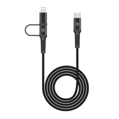 Afbeelding van Celly Duo USB C Kabel Zwart 1 Meter Powerbanks, Batterijladers &amp; Kabels