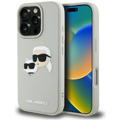 Afbeelding van CG MOBILE Karl Lagerfeld HC 3D rubberen hoesje voor iPhone 16 Pro Max, beige