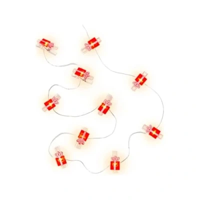 Afbeelding van Goobay 10 LED fotoclip lichtketting &quot;Gift&quot; met timerfunctie, warmwit (3000 K), werkt op batterijen