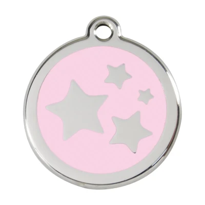 Afbeelding van Star Pink roestvrijstalen hondenpenning large/groot dia. 3,8 cm RedDingo