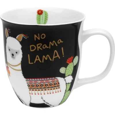 Afbeelding van Happy Life 45544 koffiemok met Lama diermotief, spreuk No Drama Lama, porselein, 40 cl, cadeau mok