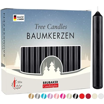 Afbeelding van BRUBAKER 20 Stuks Boomkaarsen Was Kerstmis Kaarsen Piramide Kerstboom Zwart