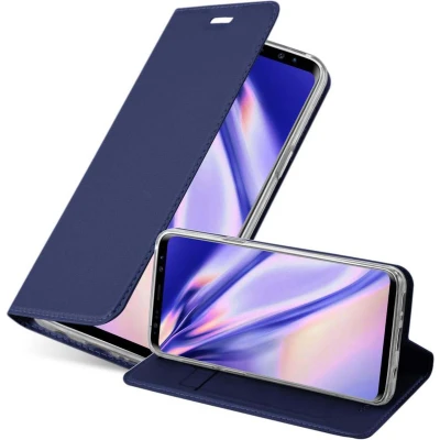 Afbeelding van Cadorabo Hoesje geschikt voor Samsung Galaxy S9 in CLASSY DONKER BLAUW Beschermhoes met magnetische sluiting, standfunctie en kaartvakje Book Case Cover Etui