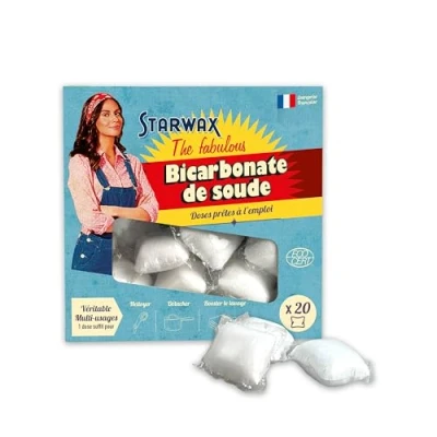 Afbeelding van STARWAX THE FABULOUS Bicarbonate de soude en doses individuelles prêtes à l&#039;emploi 1 dose = lavage Nettoie et élimine les taches Ultra puissant 100% d&#039;origine naturelle 20