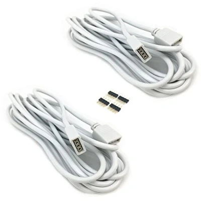 Afbeelding van HUABLUE 2 stuks 5 m 4 polige RGB led verlengkabel, verlengkabel voor 5050 3528 ledstrip polig