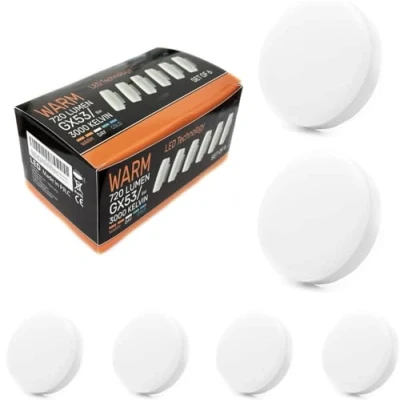 Afbeelding van GX53 LED lamp, warmwit, 3000 K, 8 W, GX53, vervangt halogeenlampen, 60 230 V, 720 lm, 120 graden, CRI &gt; 80, niet dimbaar, 6 stuks