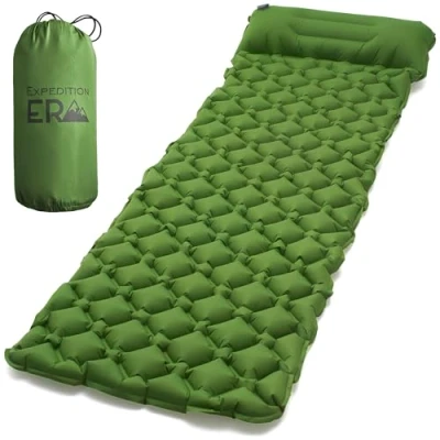 Afbeelding van Opblaasbaar matras met geïntegreerd kussen, campingaccessoires, zelfopblazende campingmatras, campingbed in tent, ultralicht, vouwmatras, gevoerde strandmat,