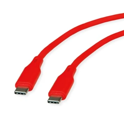 Afbeelding van ROLINE USB 2.0 kabel, type C C, M/M , Silicone, 60W, rood, 1 m