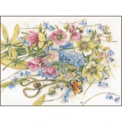Afbeelding van Borduurpakket Helleborus en Vlinders Marjolein Bastin (Lanarte)