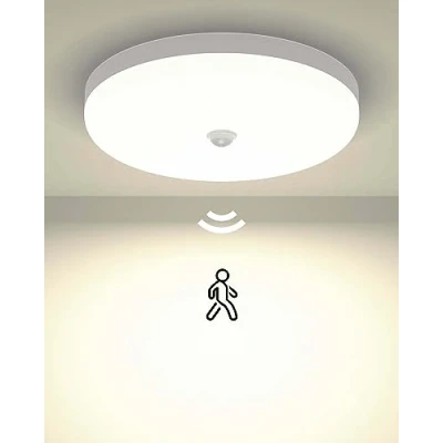 Afbeelding van Luxvista plafondlamp met bewegingssensor, 30 W, 4000 K, IP56, waterdicht, led bewegingsmelder, rond, 3000 lm, voor hal, trap, balkon, garage, wit