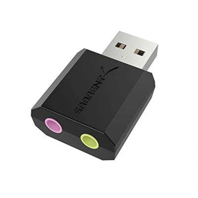 Afbeelding van SABRENT Externe USB geluidskaart, naar 3,5 mm jack, hoofdtelefoon audio adapter (AU MMSA)