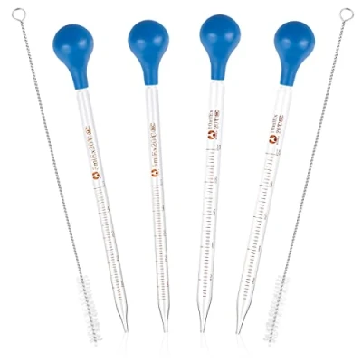 Afbeelding van LXQ Set van 4 glazen pipetten 10 ml 5 Voor kinderen Met transferborstel laboratorium, geneeskunde, school, reageerbuis, transparant