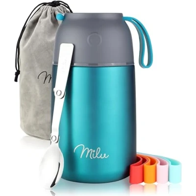 Afbeelding van Milu® roestvrijstalen thermosmug, om mee te nemen, 650 ml, groen.