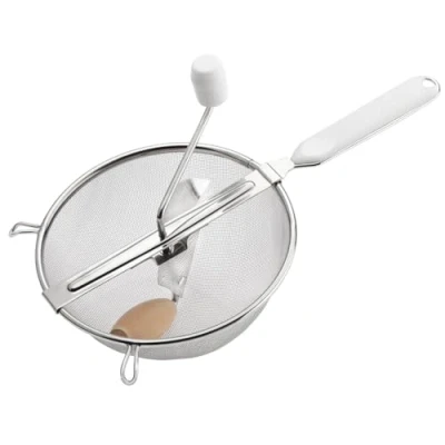 Afbeelding van Passeerzeef, diameter: 20 cm, roestvrij staal/kunststof, Standard, zilver/wit, 11972270