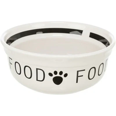 Afbeelding van TRIXIE VOERBAK HOND FOOD KERAMIEK WIT ZWART 250 ML 13 CM