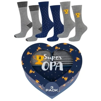 Afbeelding van soxo Cadeau voor Opa Grappige katoenen sokken heren 40 45, Herz 3 paar