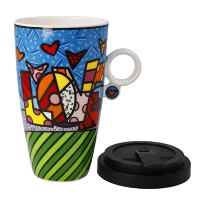 Afbeelding van Goebel Romero Britto Koffie / Thee Mok Love Beker to go porselein 500ml met deksel