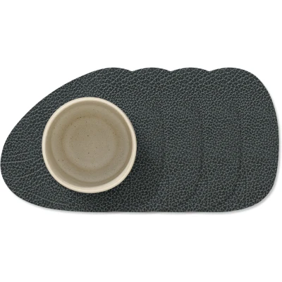 Afbeelding van LIND DNA Onderzetters Hippo Leer Black Anthracite 13 x 11 cm 4 Stuks