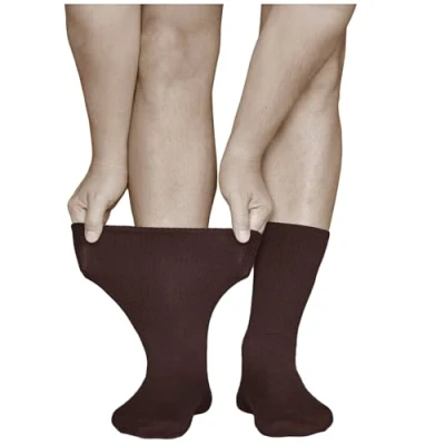 Afbeelding van VITSOCKS Sok zonder diabetische elastiek, extra groot, voor heren (3 paar), niet comprimerend, gezwollen voeten, 39 42, 43 46, 47 50, Bruin