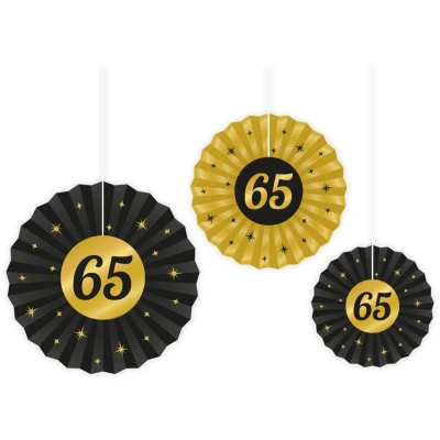 Afbeelding van Papieren Waaiers 65 jaar Classy 3 stuks