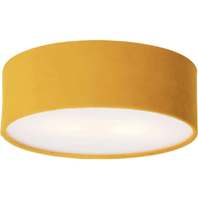 Afbeelding van QAZQA Moderne plafondlamp oker 30 cm met gouden binnenkant Drum