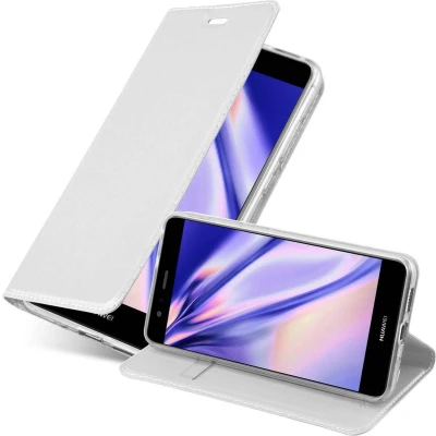 Afbeelding van Cadorabo Hoesje geschikt voor Huawei P10 LITE in CLASSY ZILVER Beschermhoes met magnetische sluiting, standfunctie en kaartvakje Book Case Cover Etui