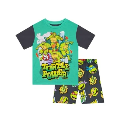 Afbeelding van Teenage Mutant Ninja Turtles Pyjama, korte pyjama TMNT, voor de zomer jongens, grijs.