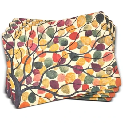 Afbeelding van Portmeirion Home &amp; Gifts Dansende takken Placemats S/4 (s), Multi gekleurd, 40,1 x 29,8cm