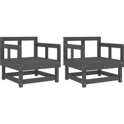 Afbeelding van Tuinstoelen 2 st massief grenenhout grijs