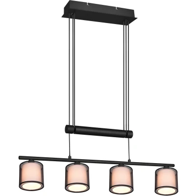 Afbeelding van Trio leuchten LED Hanglamp Hangverlichting E27 Fitting 4 lichts Rechthoek Zwart Aluminium