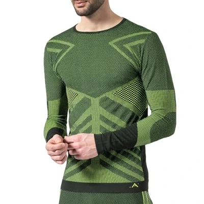Afbeelding van Risalti thermisch T shirt voor heren, loungemouwen, energie, 2 stuks elastisch herenondergoed, ademend bovenstuk naadloos heren gemaakt in Italië, Neon