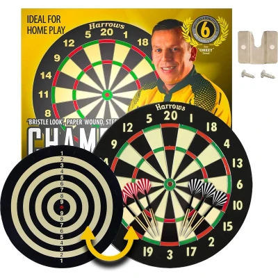 Afbeelding van Harrows 2 in 1 Familie Dart Game Paper Board met sets Darts