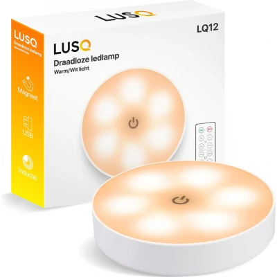 Afbeelding van Draadloze ledlamp met afstandbediening Warm/Wit licht wandlamp ledspot USB oplaadbaar Dimbaar timer Magneet