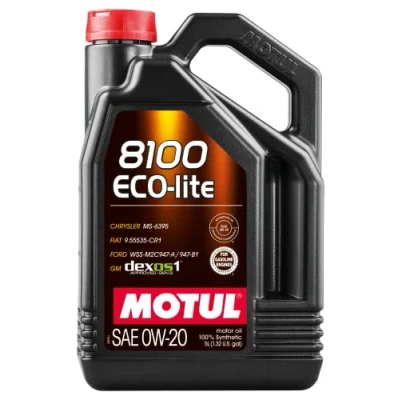 Afbeelding van Motul 8100 ECO LITE 0W 20 5L Motorolie 108536 FORD: FIESTA 7, 6, Transit Custom V362 Van, MITSUBISHI: ASX Off Road, Lancer 8 Limousine, COLT 6