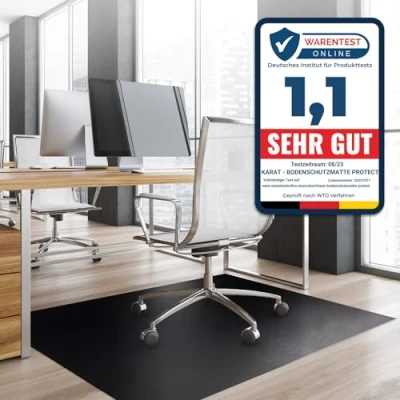 Afbeelding van KARAT Neo Vloerbeschermingsmat voor harde vloeren, vloerbescherming, bureaustoel, parket, laminaat, vloermat, dikte 1,5 mm (zwart, 90 x 50 cm)