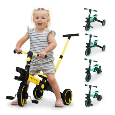 Afbeelding van Mobiclinic Chase 5 in 1 driewieler Evolutionair Verstelbaar stuur Max 25kg Licht 1,5 jaar Geel