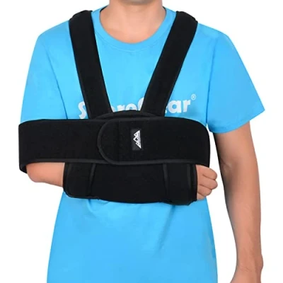 Afbeelding van supregear Armsjaal, verstelbaar, comfortabel, immobilisatiesjaal voor arm/hand/ellebogen, steunsjaal rechterarm en linkerarm, zwart, L