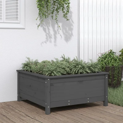 Afbeelding van Plantenbak 82,5x82,5x39 cm massief grenenhout grijs