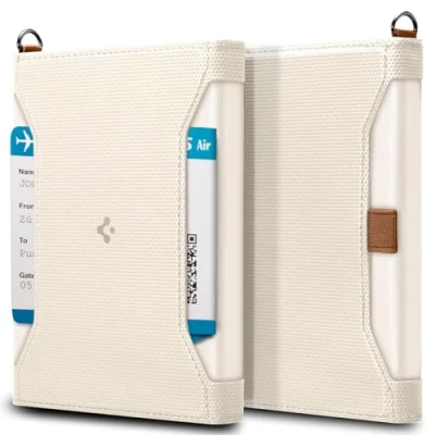 Afbeelding van Spigen Paspoorthoes met RFID blokkering en simkaart pin van kunstleer Beige Dune