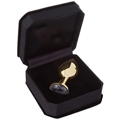 Afbeelding van Rimba Bondage Play Gouden Buttplug KLEIN met wit kristal