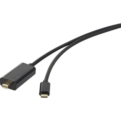 Afbeelding van Renkforce USB C / Mini DisplayPort Adapterkabel stekker, stekker 3.00 m Zwart RF 3421676 displaykabel
