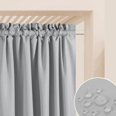 Afbeelding van ROOM99 Garden Line Outdoorgordijn met plooiband, 155 x 220 cm (b h), buitengordijn, weerbestendig, waterdicht, inkijkbescherming, zonwering, winddicht, grijs