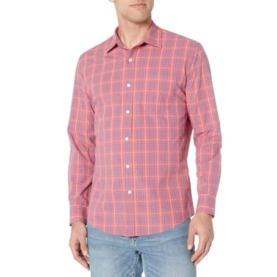 Image de Amazon Essentials Chemise en Popeline à Manches Longues, Style Décontracté, Coupe Standard Men&#039;s, Bleu Rouge Délavé Écossais, XXL