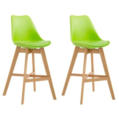 Image de CLP Lot de 2 Tabourets bar Cannes avec coque en plastique , Vert/Nature