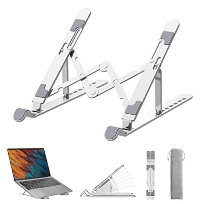 Afbeelding van Laptopstandaard 7 niveaus verstelbare notebookstandaard Aluminium MacBook standaard In hoogte Laptophouder voor Air, Dell, HP, Lenovo, tablets, notebooks