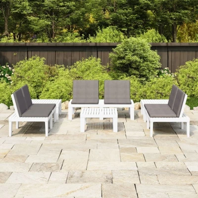 Afbeelding van 6 delige Loungeset met kussens kunststof wit