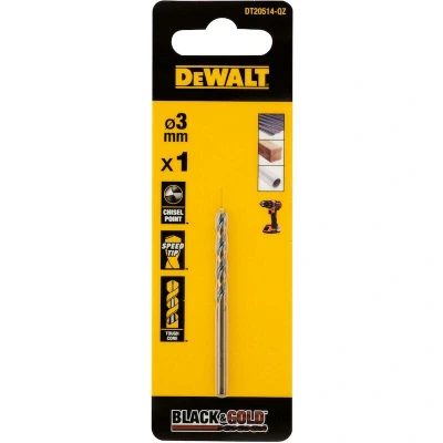 Image de DEWALT DT20514 QZ Mèche en métal noir et or 3mm