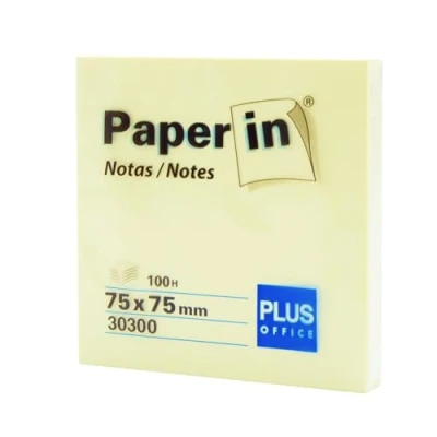 Afbeelding van Plus Office 12 x 100 gele zelfklevende vellen voor kantoor, school, universiteit, snelle notities en herinneringen, 75 mm