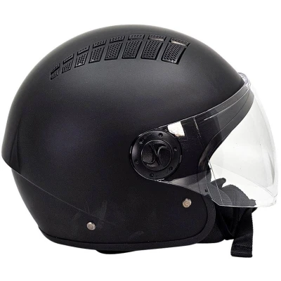 Afbeelding van BHR 834 Flow Half Jet Motorhelm, ECE 22.06 goedgekeurd, met 16 ventilatiegaten, Vespa helm krasbestendig vizier en micrometrische sluiting, matzwart, M